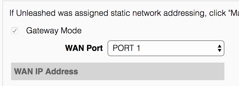 Gateway mode port settings